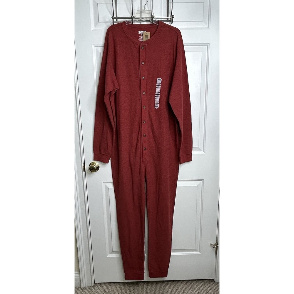 Duluth Trading Waffle Union Suit Mens XL Red Thermal One Piece Long Johns READ
